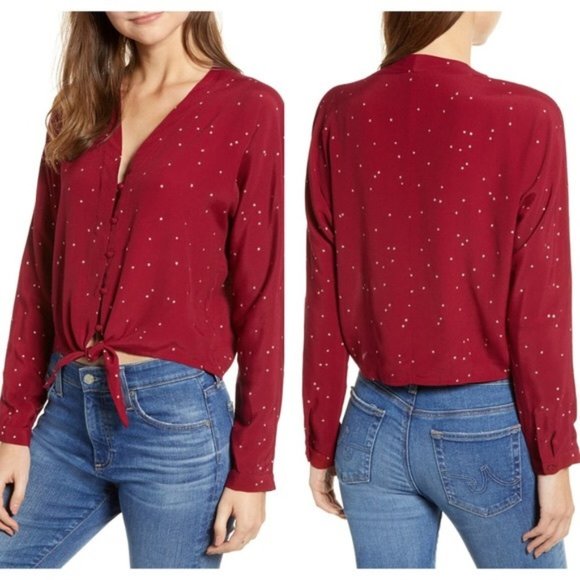 Rails Tops - Rails Sloane Blouse in Rouge Gradient Gold Stars